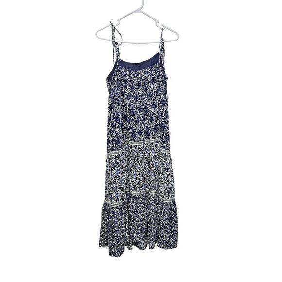 Sadie & Sage Tiered Eyelet Midi Dress Floral Sleeveless Tie Straps Sz Small Boho - Picture 3 of 11